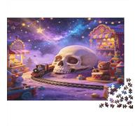 Calavera Fantasía Cielo Nocturno Puzzle de 1000 Piezas Papel para Adultos Vía de Tren Sueño Relajación Familiar Regalo 52x38cm/1000pcs