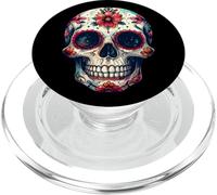 Calavera Floral Colorida Diseño Gráfico Detallado Llamativo PopSockets PopGrip para MagSafe