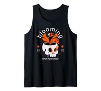 Calavera floreciente Abre tu Mente Streetwear Camiseta sin Mangas