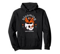 Calavera floreciente Abre tu Mente Streetwear Sudadera con Capucha