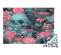 Calavera, Flores 1000 Piezas Rompecabezas para Adultos Gótico Pastel para Amantes O Amigos Imposable 1000pcs (75x50cm)