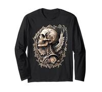 Calavera gótica alas Rosas Biker Tattoo Vintage ángel Skull Manga Larga