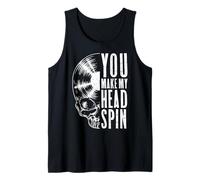 Calavera gótica de coleccionista de Discos Vintage You Make My Head Spin Camiseta sin Mangas