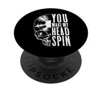 Calavera gótica de coleccionista de Discos Vintage You Make My Head Spin PopSockets PopGrip Adhesivo