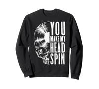 Calavera gótica de coleccionista de Discos Vintage You Make My Head Spin Sudadera
