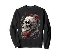 Calavera gótica Rosas Rojas Biker Tattoo Vintage ángel Skull Sudadera