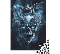 Calavera Humo Azul Puzzle de 1000 Piezas Puzzle para Adultos Juego de Puzzle 1000 Piezas Relajante Enfoque Regalo Hogar 52x38cm/1000pcs