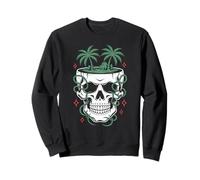 Calavera Isla Tropical Palmeras Enredaderas Arte Surreal Sudadera