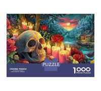 Calavera jardín 1000 Piece Sturdy Paper Board Calavera & Rosas Jigsaw Puzzles for Teens Digital Detox Home Decor Recycled Cardboard Limited Edition 52x38cm/1000pcs