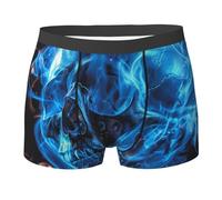 Calavera, Llama Azul, Fuego, Misterio Y Terror, Neón Negro Hombre Bóxer Cómoda Ropa Interior Suave Calzoncillos para Viaje Oficina Deportivos XL