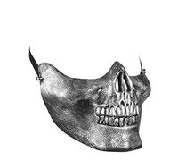 Calavera Media Máscara Plata Cráneo Cráneo Esqueleto Espíritu Muerte Vestida Halloween Accesorios Disfraz Máscara