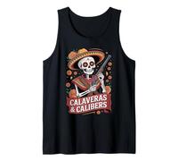 Calavera Mexicana Americana - Calibers Pun - Gun Sugar Skull Camiseta sin Mangas