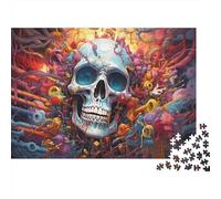 Calavera Misteriosa 1000 Piezas Puzzle de Papel para Adultos Grueso Ecológico Educativo Puzzle Calavera Arte Terror Decoración Pared Anti Estrés 52x38cm/1000pcs
