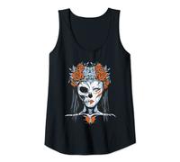 Calavera Mujer Camiseta sin Mangas Día de Muertos Sugar Skull Mujer Tank Top Negro Talla S