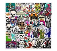 Calavera pintada Paquete de pegatinas 100 Uds calcomanías de vinilo impermeables para botellas de agua, portátiles, coches, patinetas, decoraciones para cuevas para hombres