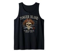Calavera Pirata de la Isla de Tánger Virginia Desde 1670, Marfil Camiseta sin Mangas