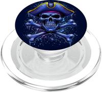 Calavera Pirata Retro y Bandera de Huesos Cruzados Halloween PopSockets PopGrip para MagSafe