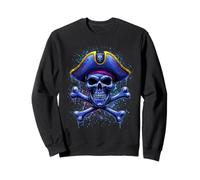 Calavera Pirata Retro y Bandera de Huesos Cruzados Halloween Sudadera