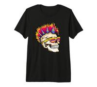 Calavera Punk Rock Retro 80's 90's Rocker Goth Mohawk Camiseta Premium