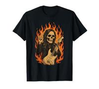 Calavera Rockera - Fire, Guitarra and Attitud Total Camiseta