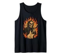 Calavera Rockera - Fire, Guitarra and Attitud Total Camiseta sin Mangas