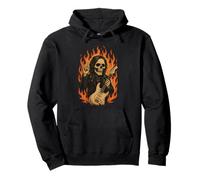 Calavera Rockera - Fire, Guitarra and Attitud Total Sudadera con Capucha