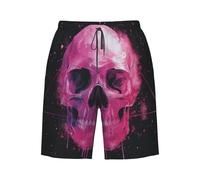 Calavera Rosa, Galaxia, Geometría, Triángulo, Oscuro Hombre Bañadores De Playa Secado Rápido Bañadores De Natación Forro De Malla Traje De Baño M