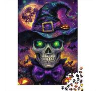 Calavera Sombrero de Bruja Puzzle de 1000 Piezas Papel Calabaza Noche Juego de Puzzle 1000 Piezas Familia 70x50cm/1000pcs