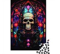 Calavera Vidriera Puzzle de 1000 Piezas Puzzle para Adultos Cartón Arte Gótico Decoración Hogar Ocio Regalo Familiar 38x26cm/1000pcs
