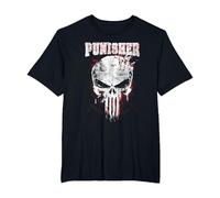 Calavera y Logotipo de Marvel The Punisher Camiseta, Hombre Tallas Grandes, Negro, 4X Alto