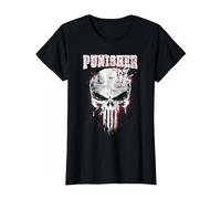 Calavera y Logotipo de Marvel The Punisher Camiseta, Mujer, Negro, XL