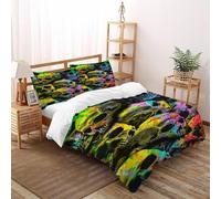 Calaveras Funda De Edredón 3 Piezas 3D Impresa Horror Terrestrial Life con Cremallera Y Funda De Almohada Super King（260x220cm） Microfibra Ropa De Cama para Adultos Y Niñas