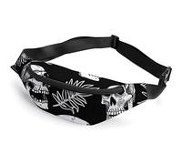 Calaveras y Palmeras Hojas Tropicales Gato Negro sobre Calabaza Riñonera, Riñonera Deportiva para niños Adultos para Hombres y Mujeres