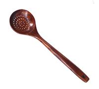 Calayu Cuchara ranurada de madera, espumadera de 36 cm, mango largo, espumadera