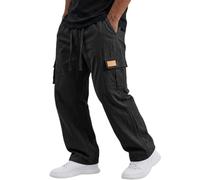 Calças De Trabalho, Pantalones Cargo De Lino Y Algodón Des Color Liso Para Hombre Con Múltiples Bolsillos Ligeros Cómodos Largos Des Pierna Recta Holgados Transpirables Ideales Para Senderismo O Como