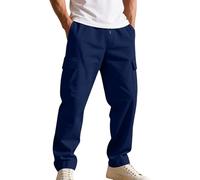 Calças De Trabalho, Pantalones Cargo Largos Modernos De Color Liso Para Hombre Con Bolsillos Corte Casual Regular Pantalones Cargo Holgados Pantalon Deportivos Elásticos Pantalon Des Jogging Des
