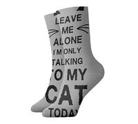 Calcetín de equipo de novedad divertido para mujer para hombre 30 cm Déjame en paz Solo estoy hablando con mi gato Calcetines de tubo deportivos atléticos Medias para correr Fitness Uso diario