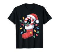 Calcetín de Navidad bastón de Caramelo Luces de Papá Noel para Mujeres, Hombres y Camiseta