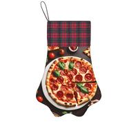 Calcetín de Navidad con estampado de comida de pizza, diseño de pata de perro, decoración de chimenea, suministros de temporada de Navidad