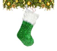 Calcetín de Navidad con lentejuelas, decoración navideña con lentejuelas, calcetines colgantes para toda la familia, para adultos, familia y niños, regalo de para estantes de árbol de Navidad y