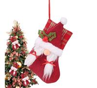 Calcetín de Navidad de gnomo - 18,5 x 10 cm, calcetines colgantes para parejas sin rostro, bolsa de dulces de tela no tejida, decoración de vacaciones, soporte para caramelos, decoración, saco de
