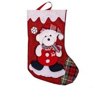 Calcetín de Navidad de Papá Noel para colgar con interior grande para rellenar con golosinas festivas y juguetes, hecho de tela resistente para decoración navideña (D)