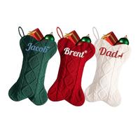 Calcetín de Navidad de punto de hueso grande de 16.5 pulgadas, calcetín de Navidad de punto grande personalizado para colgar en la chimenea para perros y gatos