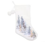 Calcetín de Navidad grande para colgar con diseño de Papá Noel, material de tela, durabilidad, espacio amplio para golosinas y juguetes navideños (F-W135)