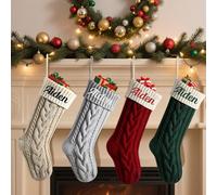 Calcetín de Navidad grande personalizado de 18 pulgadas, nombre bordado personalizado, regalos de decoración de Navidad para Navidad, decoración familiar para colgar en la chimenea