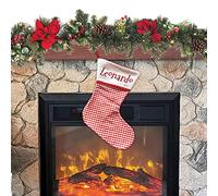 Calcetín de Navidad para colgar con nombre, 20 cm de altura, 33 calcetines de Navidad personalizados Navidad Stockings para decoración de fiestas familiares (juego de 1 unidad, cuadriculado rojo)