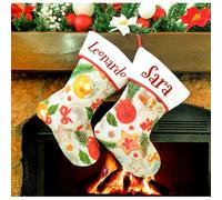 Calcetín de Navidad para colgar con nombre, 20 cm de altura, 33 calcetines de Navidad personalizados Navidad Stockings para decoración de fiestas familiares (juego de 2 unidades, christmas balL)