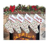 Calcetín de Navidad para colgar con nombre, 20 cm de altura, 33 calcetines de Navidad personalizados Navidad Stockings para decoración de fiestas familiares (juego de 4 unidades, RUFOLPH CRU')