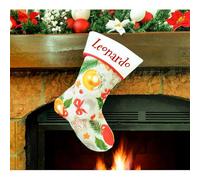 Calcetín de Navidad para colgar con nombre, 20 cm de altura, 33 calcetines de Navidad personalizados Navidad Stockings para decoración de fiestas familiares (juego de 1 unidad, christmas bal)