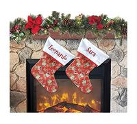 Calcetín de Navidad para colgar con nombre, 20 cm de altura, 33 calcetines de Navidad personalizados Navidad Stockings para decoración de fiestas familiares (juego de 2 unidades, Rudolph rojo)